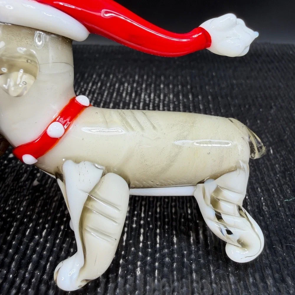 Pier 1 Blown Glass Schnauzer Dog Figurine Santa Hat Christmas Holiday 3 Inch‎